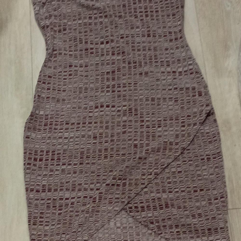 Chic Textured Midi Dress in Brown